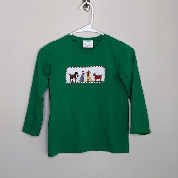 Shrimp & Grits Kids Dog Christmas Holiday Smocked Shirt 7 - Picture 1 of 6